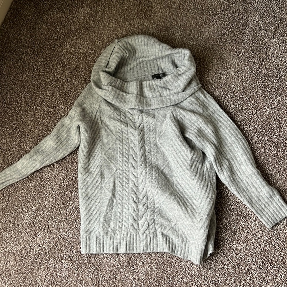 Off the shoulder gray sweater